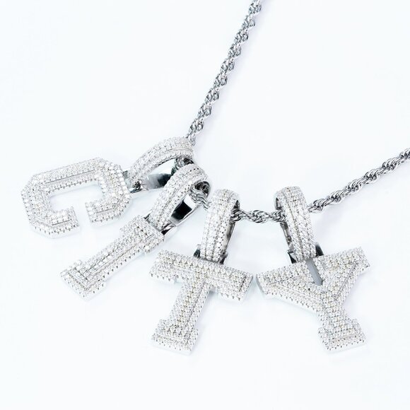 💎NEW Personalized Moissanite Letter Charm - Custom Initial Pendant - Picture 1 of 16